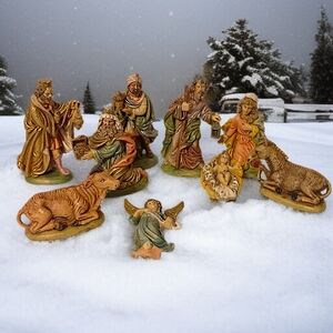 9 Vtg Nativity Set Italy Figures Holy Family Mary Jesus Joseph Wisemen Composite